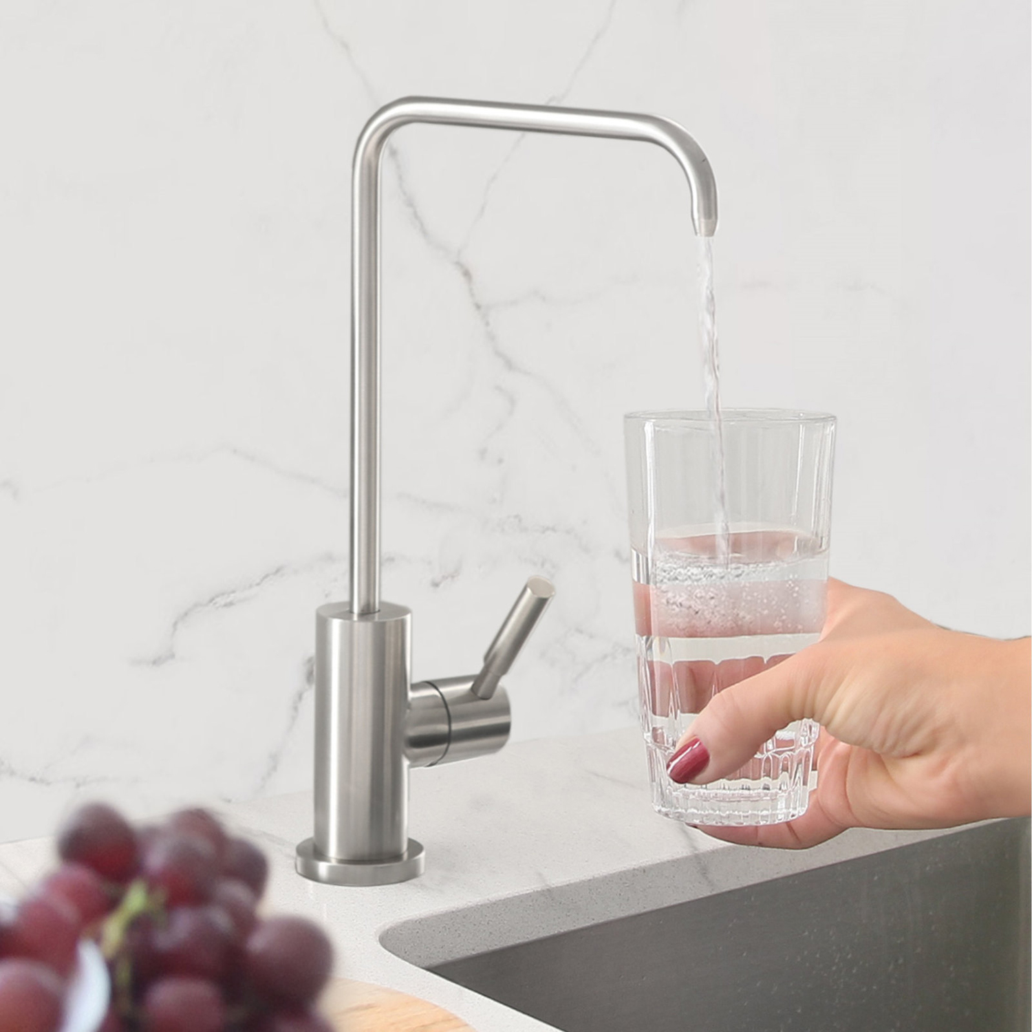 Umkehrosmose-Wasserhahn, bleifreier Küchenwasserfilter-Wasserhahn für RO-Trinkwasserfiltrationssysteme, SUS304-Edelstahl-Trinkwasserhahn
