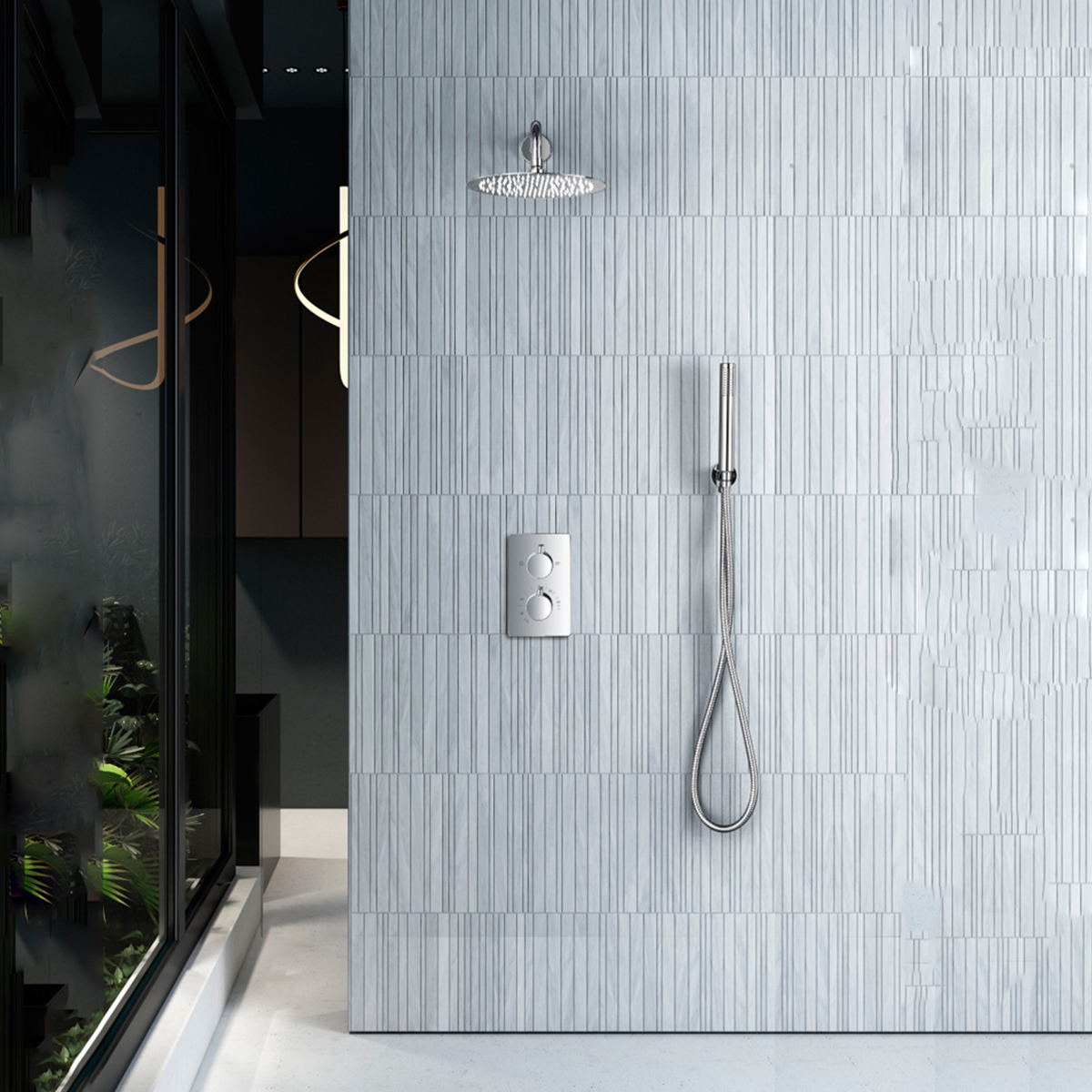 Luxus-Badezimmer-Set mit verdecktem 10-Zoll-Duschsystem aus Messing und thermostatischem Mischventil