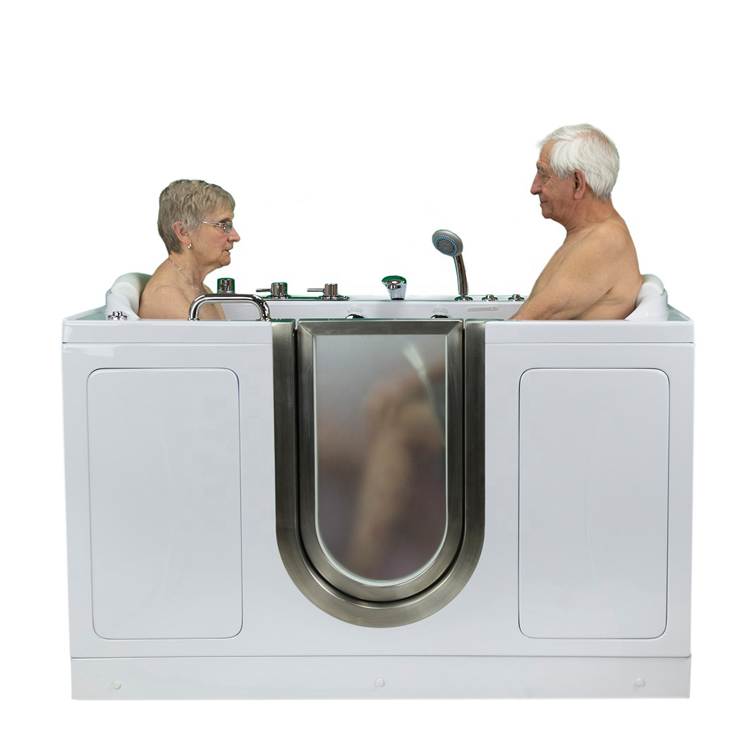 Begehbare 2-Sitzer-Badewanne ohne Whirlpool nach US-Standard in Weiß für Behinderte und ältere Senioren