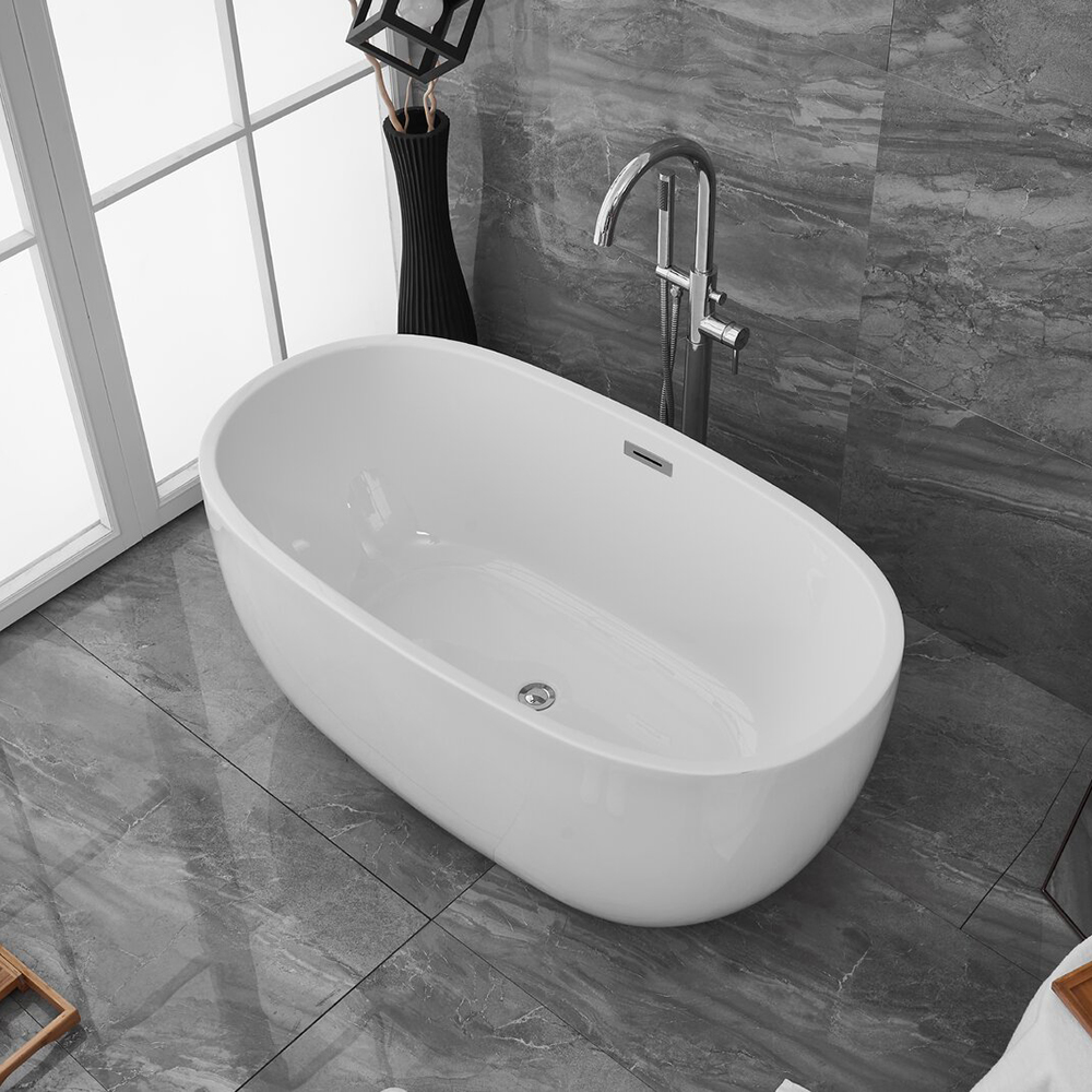 Beliebte Stil-Badewanne aus Kunststein mit dünnem Rand und fester Acryloberfläche, freistehende Badezimmerwanne für Hotels