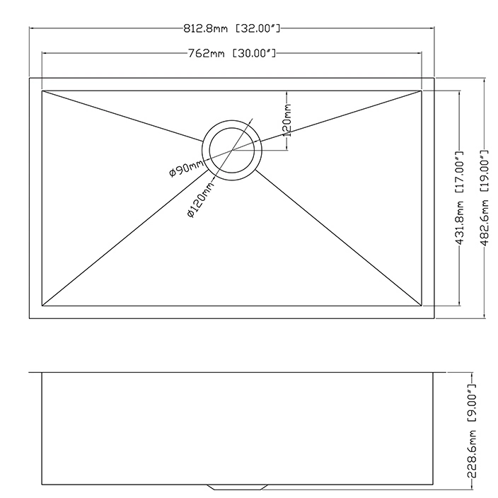 18 Gauge 304 Edelstahl Handgefertigte Unterbau-PVD-Nano-Küchenspüle mit Bodengitter