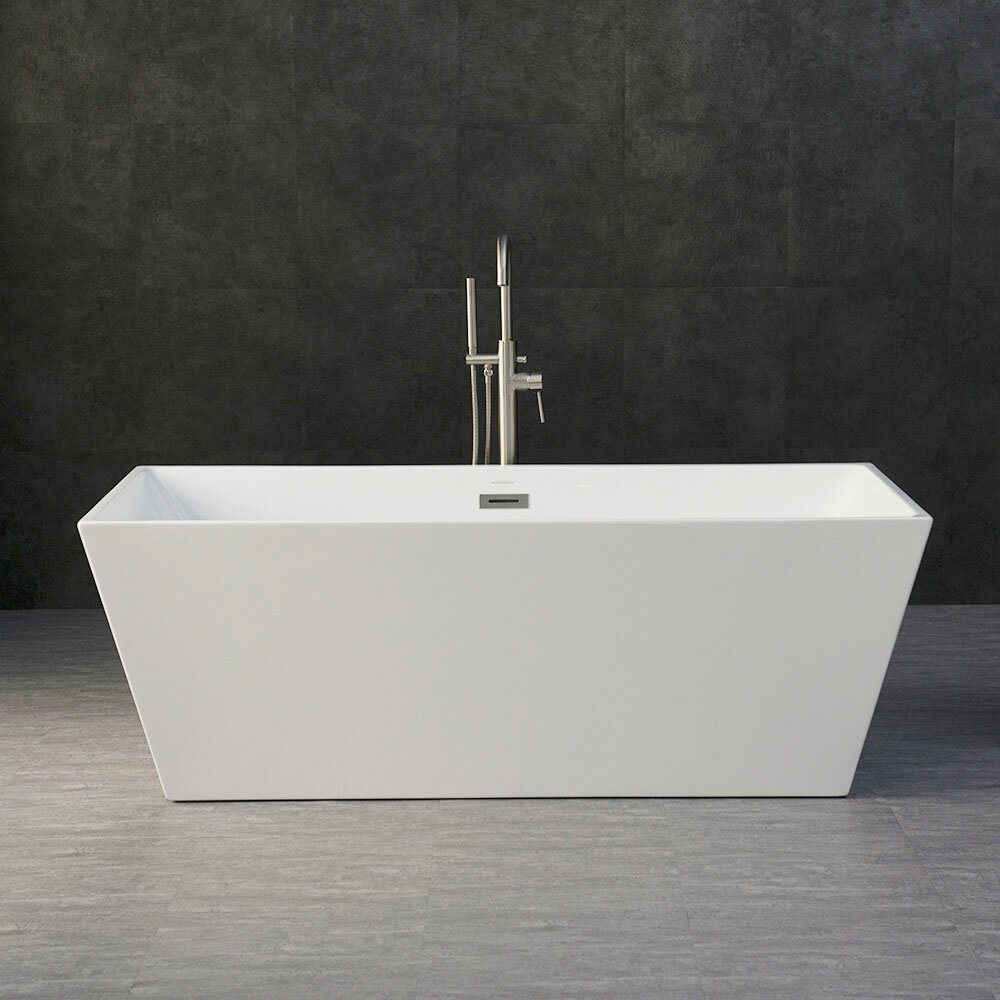 Luxuriöse 67-Zoll-Badewanne im zeitgenössischen Design, Acryl-Whirlpool mit Überlauf und Abfluss