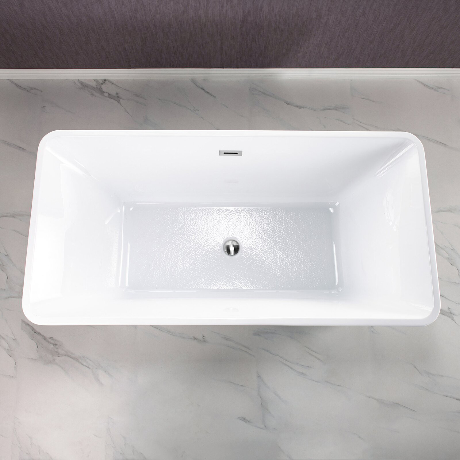 Moderne, freistehende, rechteckige Badewanne aus Acryl, 67 Zoll, flacher Boden, einteiliger freistehender Whirlpool aus Glasfaser