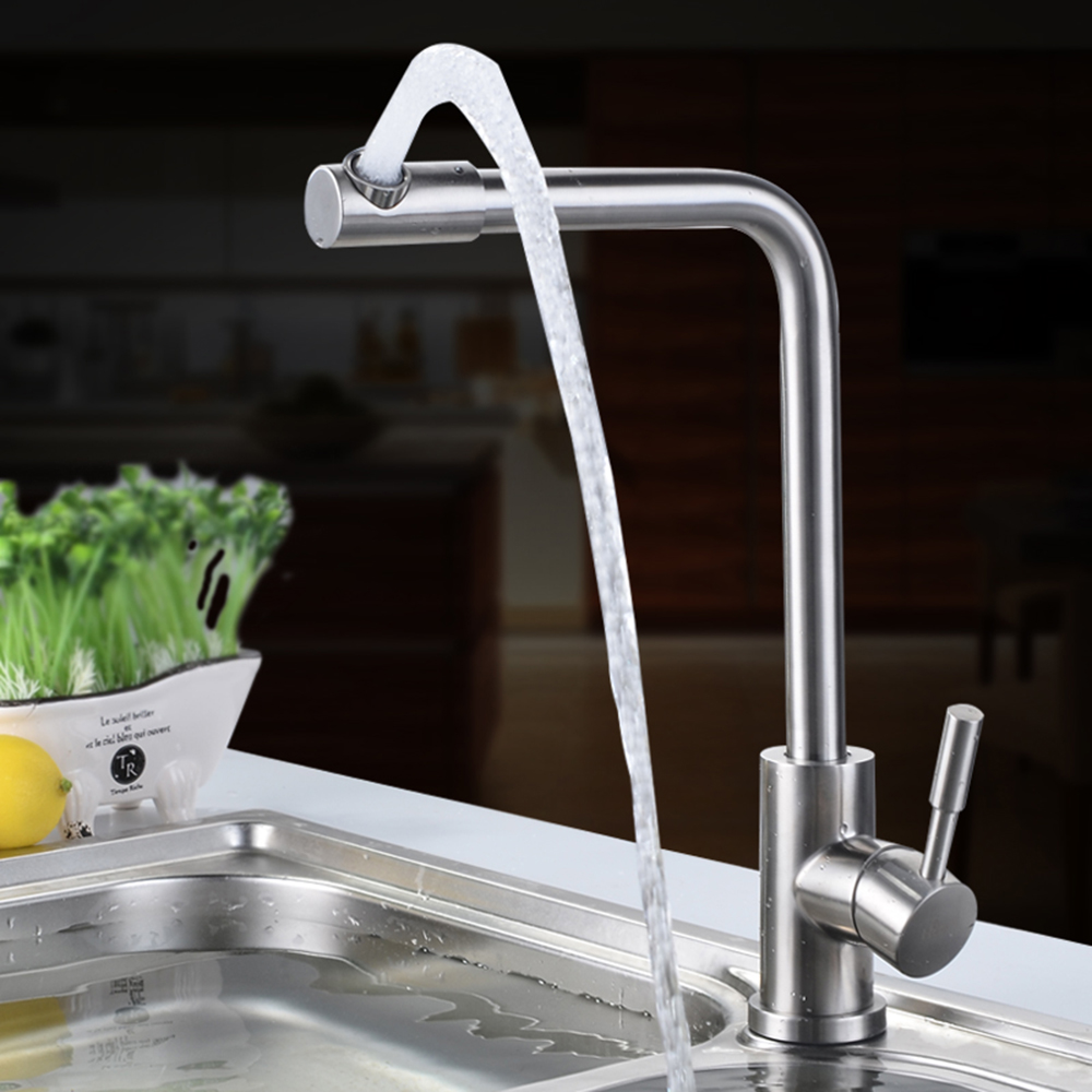 Aquacubic 360 Grad drehbarer Küchenhahn, Filterwasser, Einhebelmischer, SUS-Wasserhahn, schwenkbarer Auslauf, Mischbatterie