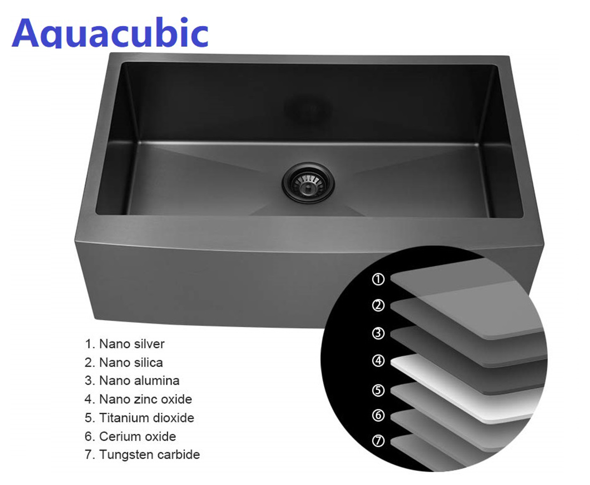 Aquacubic CUPC-zertifiziertes Gunmetal Black Single Bowl Farmhouse Kitchen Sink