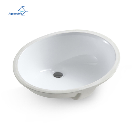 Aquacubic glasiertes Porzellan-Waschtisch-Keramikgefäß, ovales Unterbau-Badezimmerwaschbecken