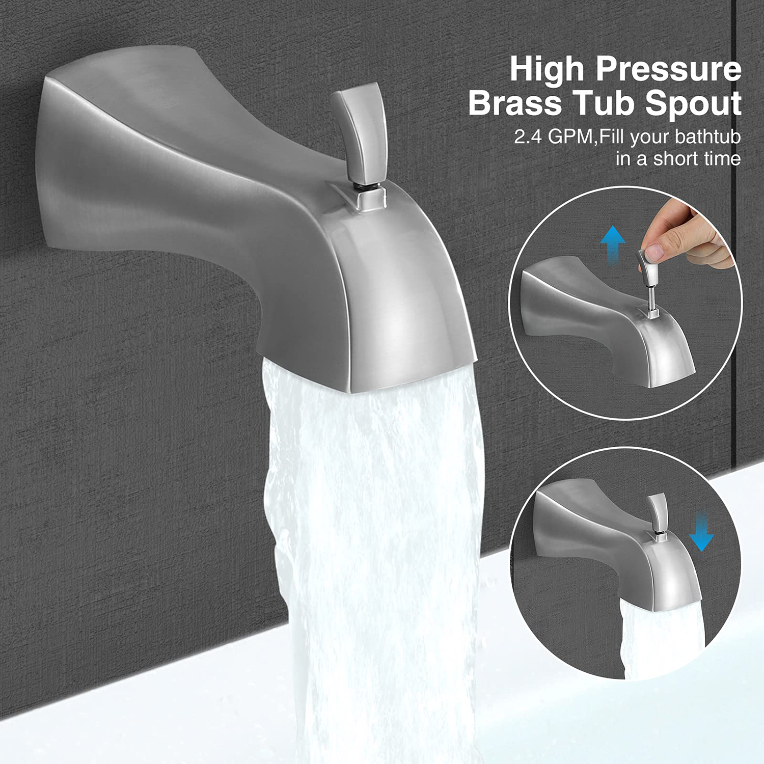 Aquacubic Badezimmer-Duschset aus poliertem Chrom, Wandmontage, Hochdruck-Duschsystem