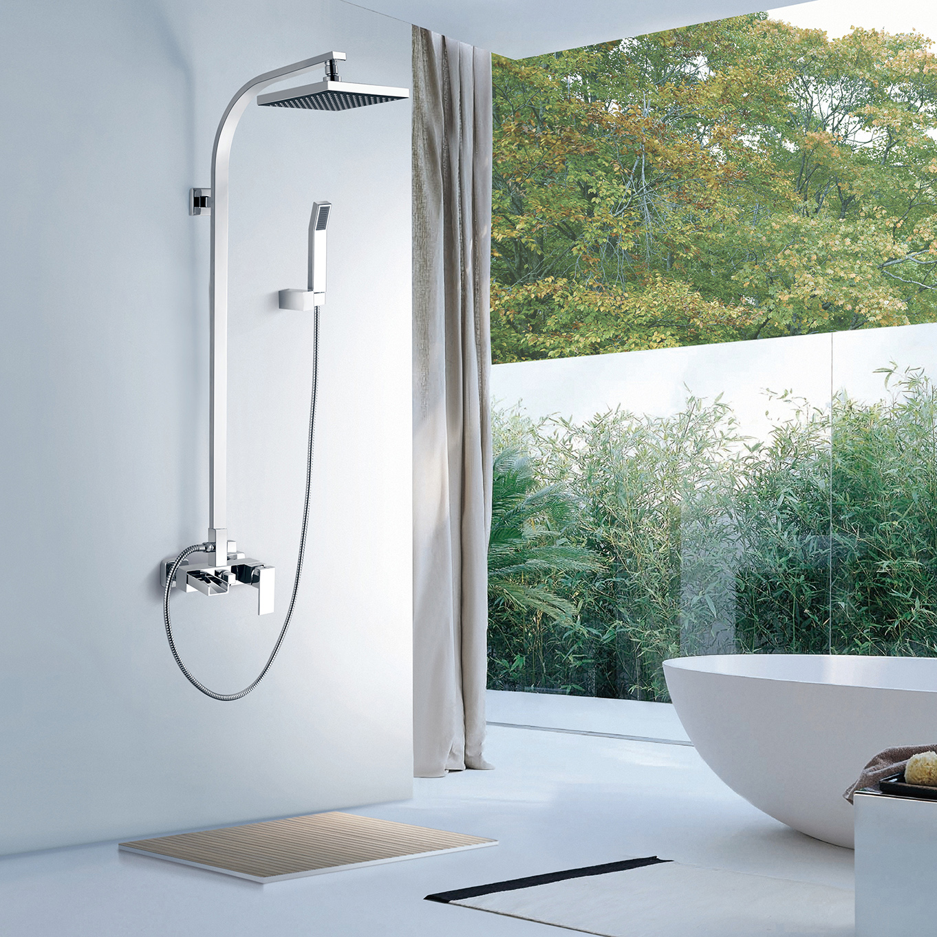 Aquacubic bleifreier Regen-Badezimmer-Duschhahn, freiliegendes Rohr-Duschsystem mit Handbrause