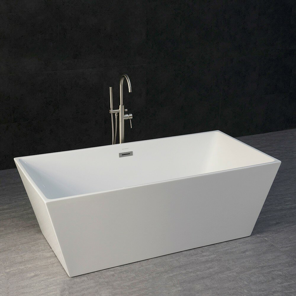 Luxuriöse 67-Zoll-Badewanne im zeitgenössischen Design, Acryl-Whirlpool mit Überlauf und Abfluss