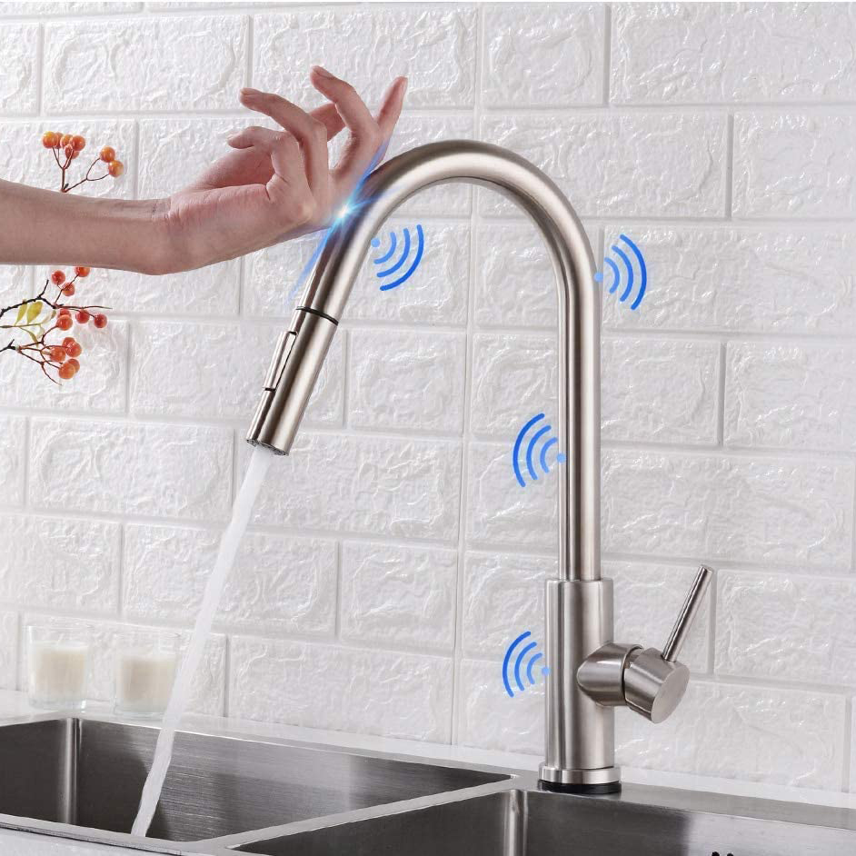 Aquacubic CUPC CE-zertifizierter Touch-Sensor Smart Sense Küchenarmaturen mit herunterziehbarer Brause
