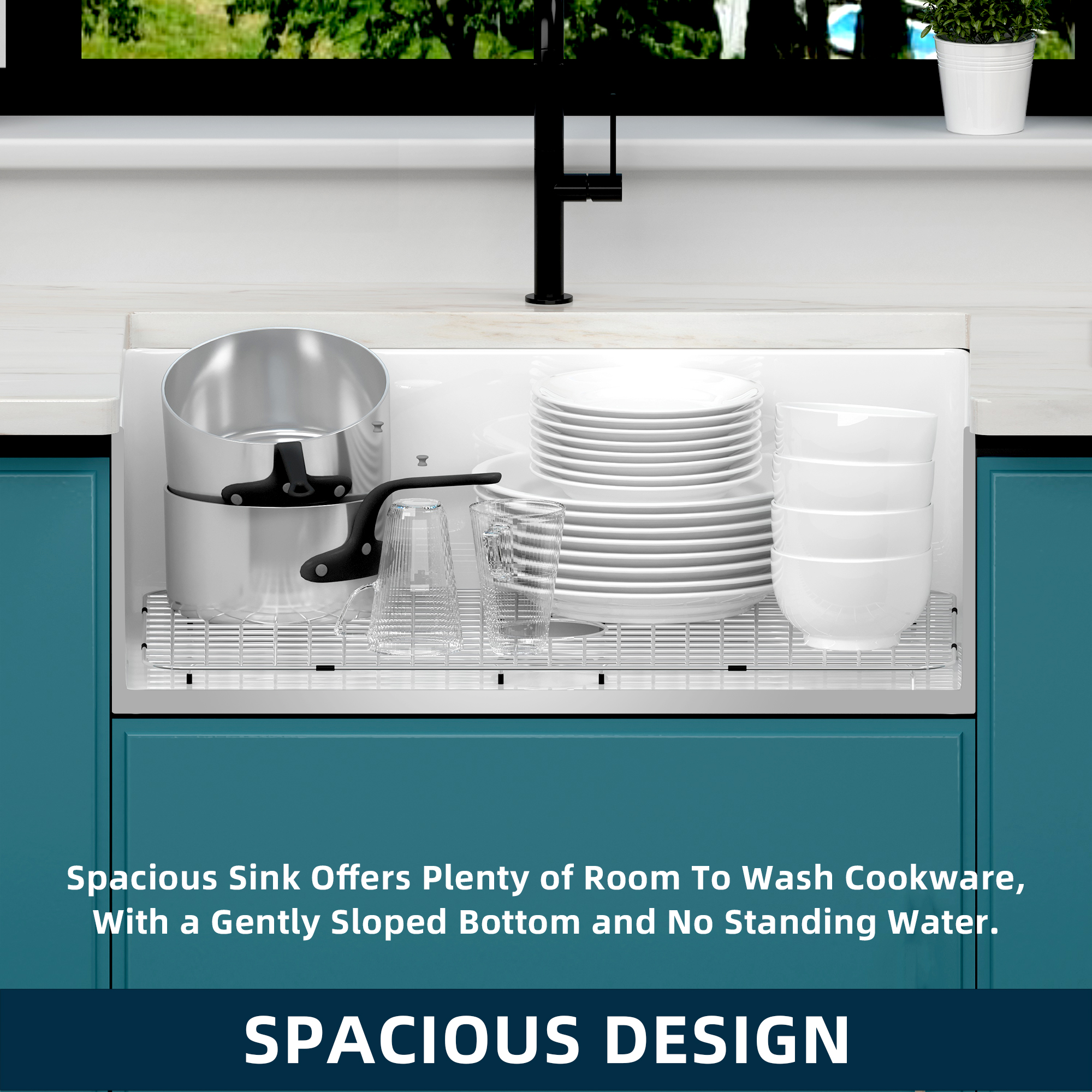 Aquacubic 36-Zoll-Bauernhausspüle, weißer rechteckiger Küchenbehälter, Bauernhaus/Schürze, Cupc-Keramik-Küchenspüle, USA