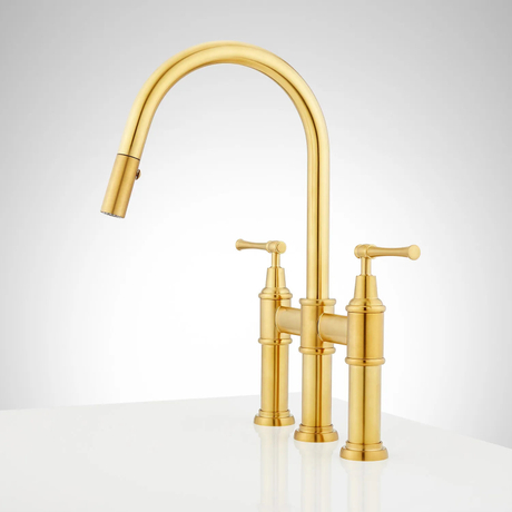 Aquacubic gebürstetes Nickel, herunterziehbarer wirtschaftlicher Messing-Massivwaschbecken-Wasserhahn, Brückenhahn