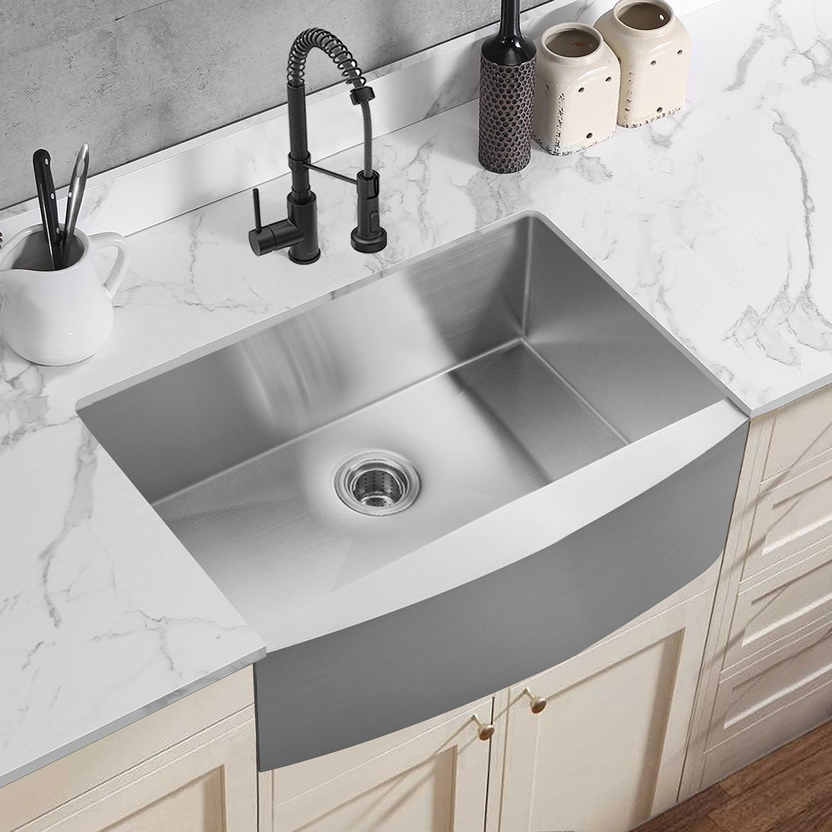 Edelstahl handgefertigte Bauernhausschürze Front UPC Deep Kitchen Sink