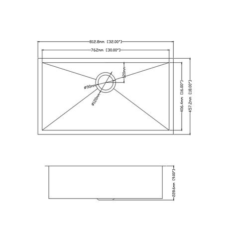 32-Zoll-PVD-Nano-Küchenspüle aus Edelstahl 304