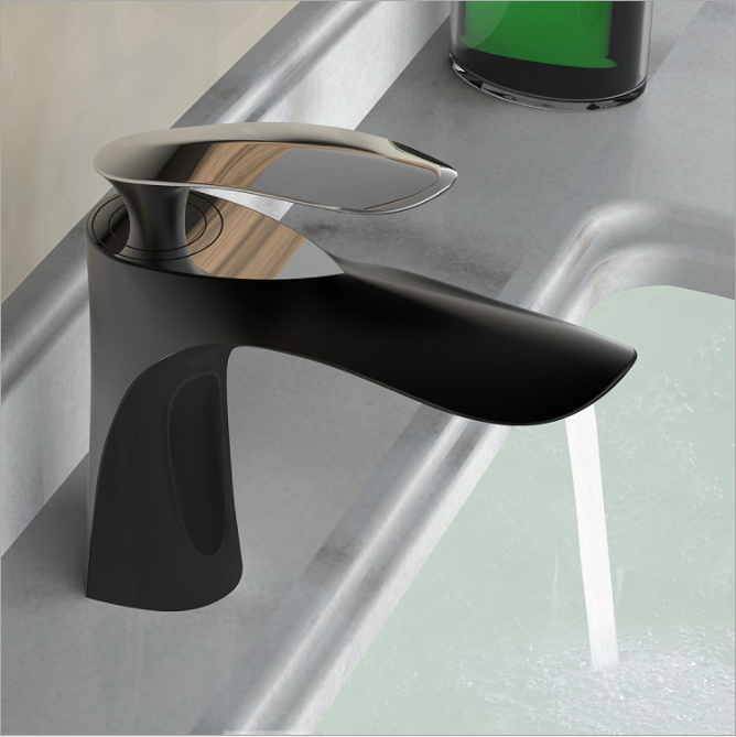 Aquacubic Messingkörper Einhand-Gold-Badezimmer-Waschraum-Waschbecken-Hahn