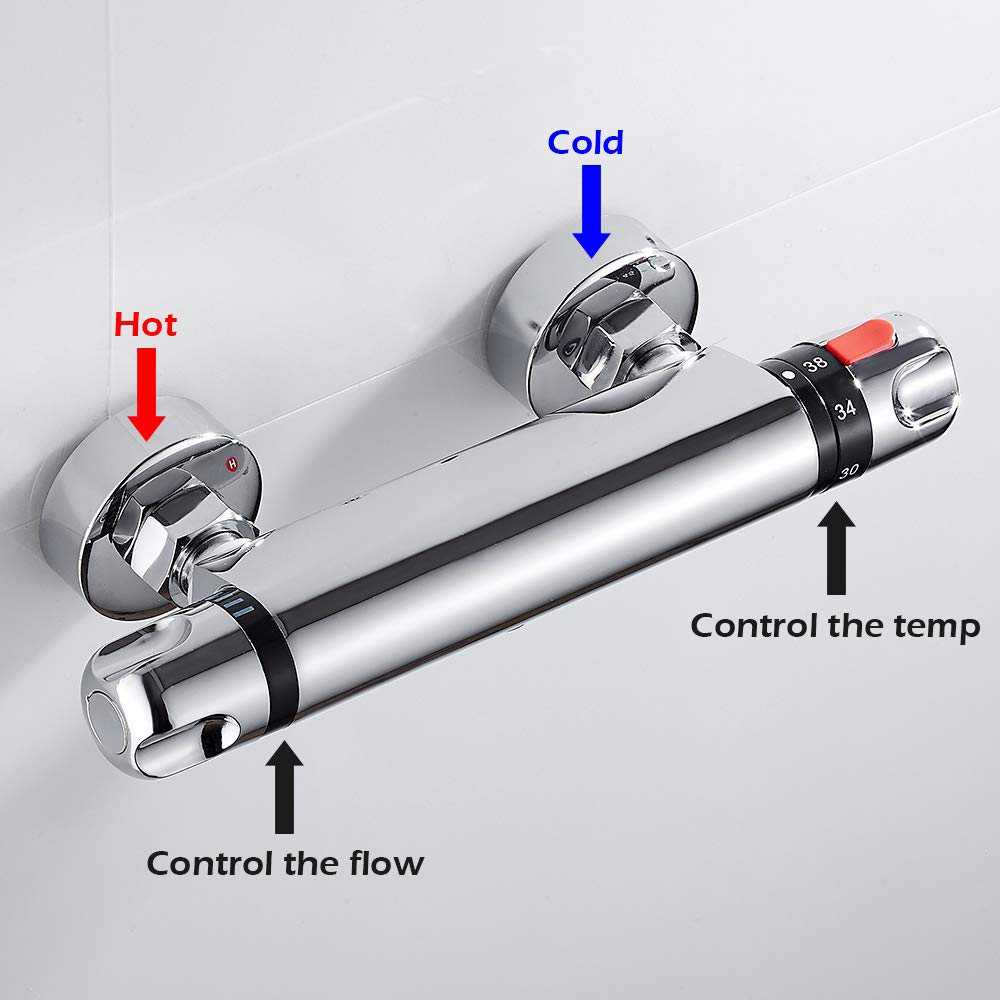 Aquacubic Badezimmer-Wandmontage, Heiß- und Kaltwasser-Thermostat-Duschmischer-Wasserhahnventil