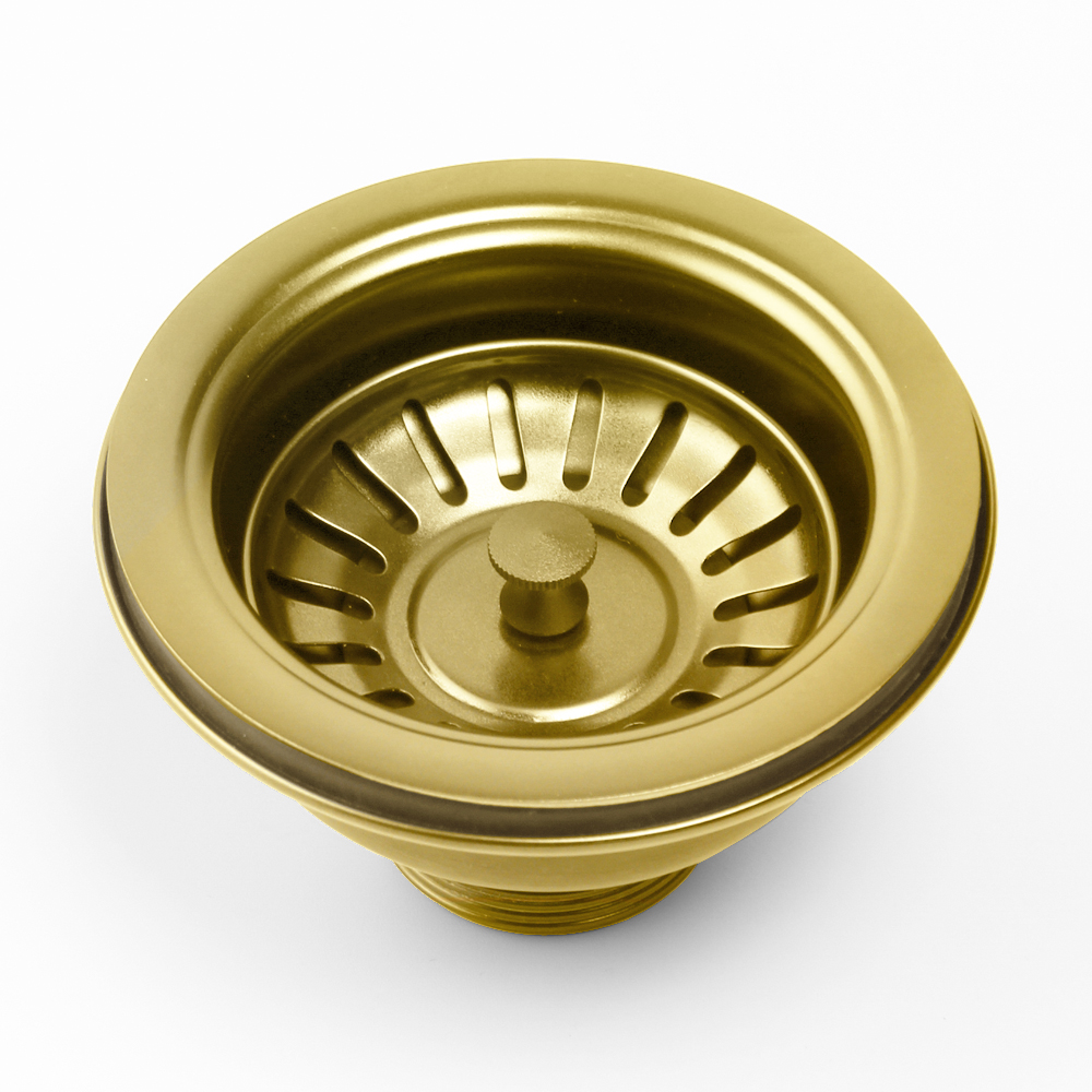 Edelstahl-Küchenkorb-Abflusssieb aus mattgoldenem Edelstahl mit Ablaufgarnitur