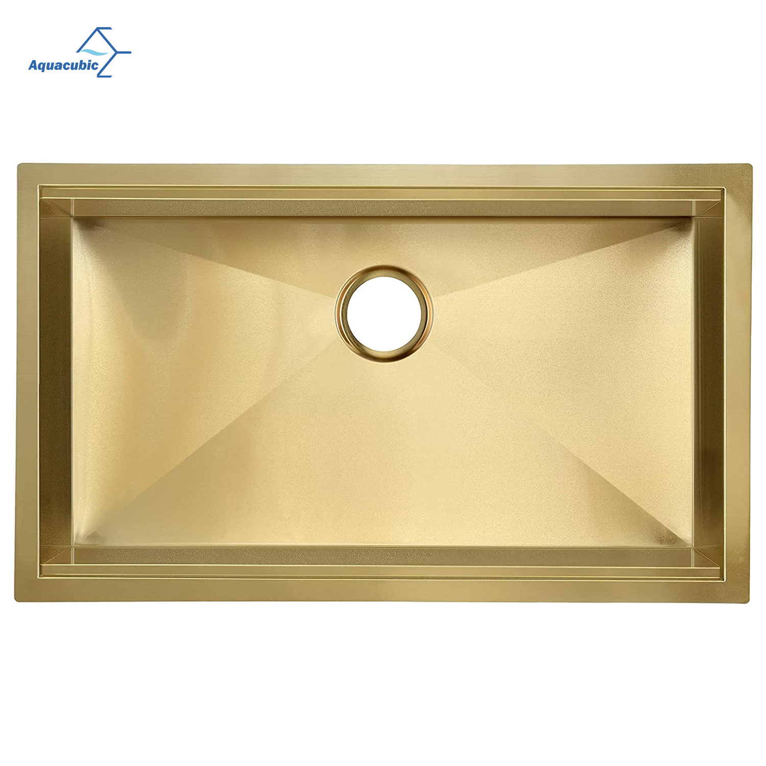 Aquacubic cUPC Luxus-PVD-Nano-Gold-304-Edelstahl-Einzelbecken-Unterbau-Küchenspüle mit Leiste