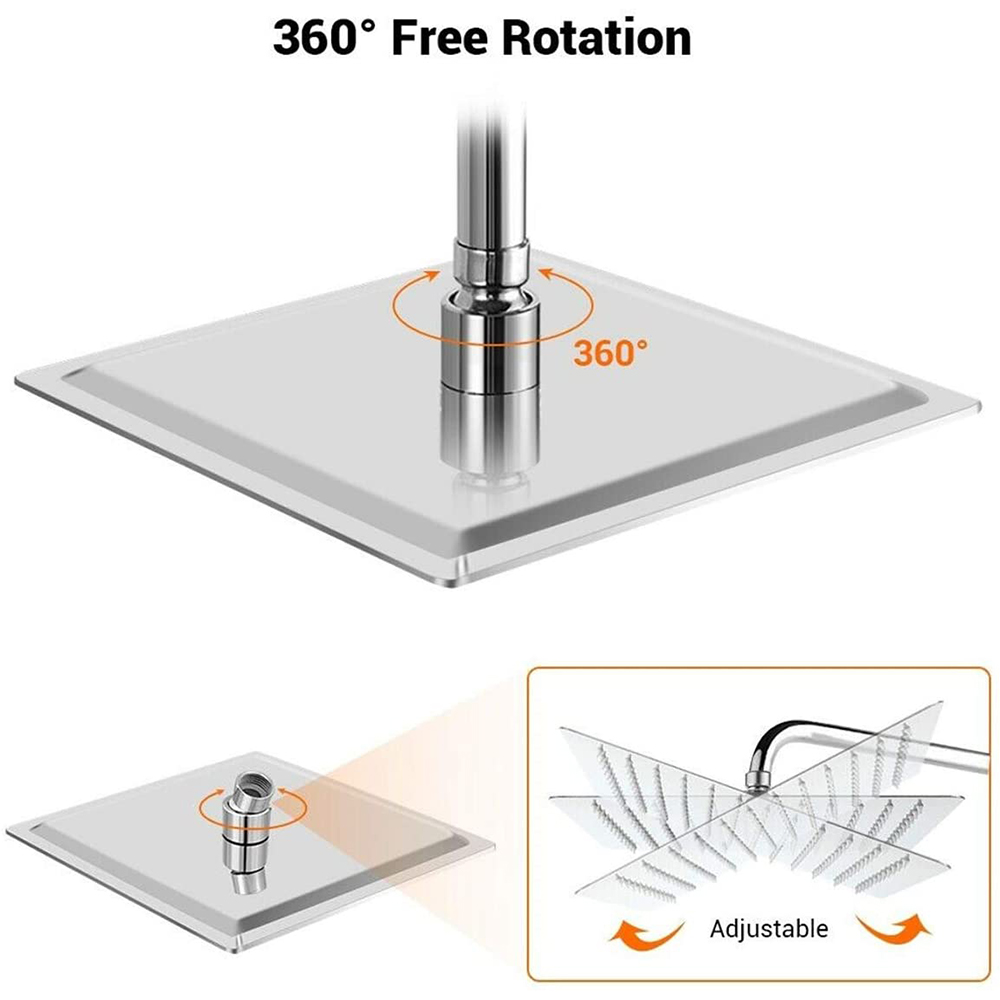 Großer, ultradünner, wassersparender, quadratischer Regenduschkopf aus gebürstetem Nickel-Edelstahl 304 für das Badezimmer