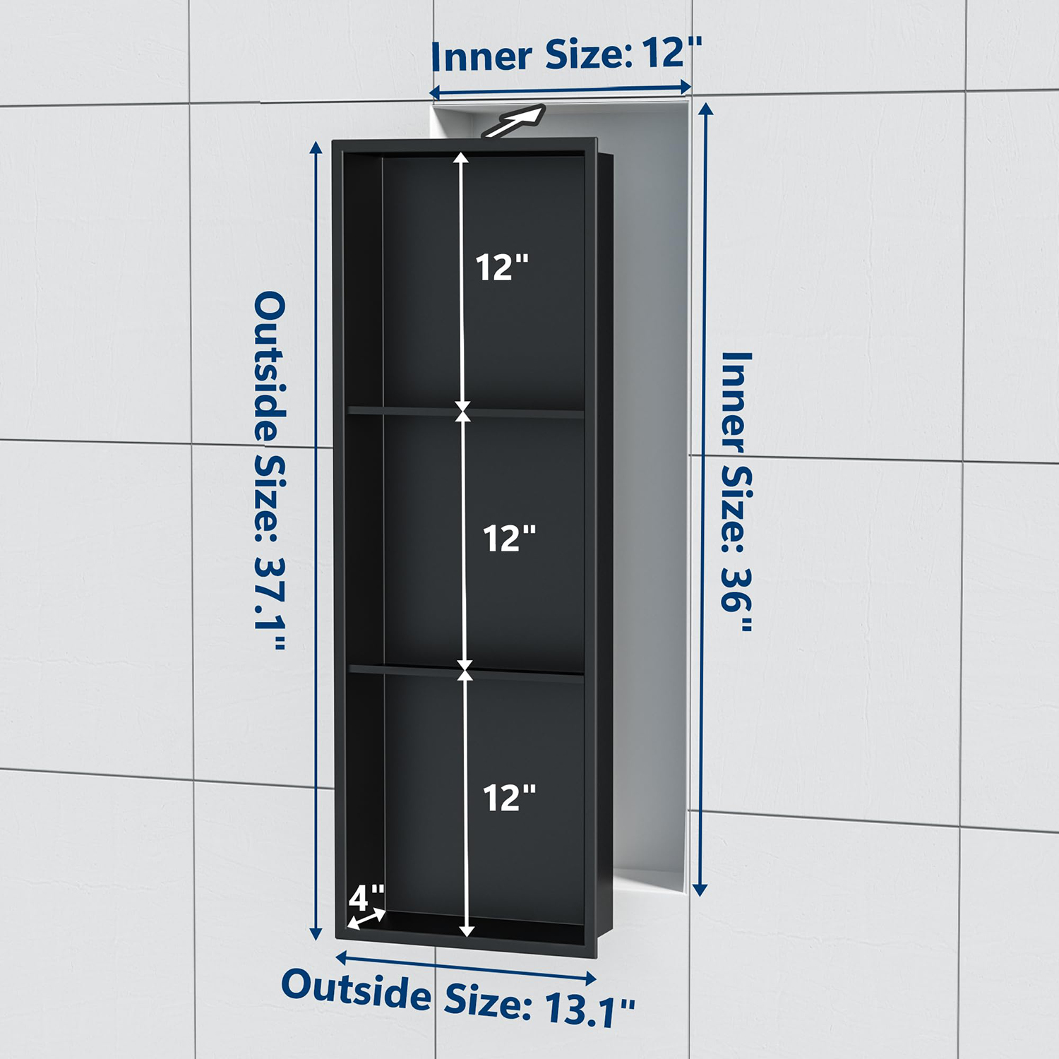 Factory Direct Badezimmer 304 Edelstahl Mattschwarz 3-stufige Einbauduschnische aus Metall