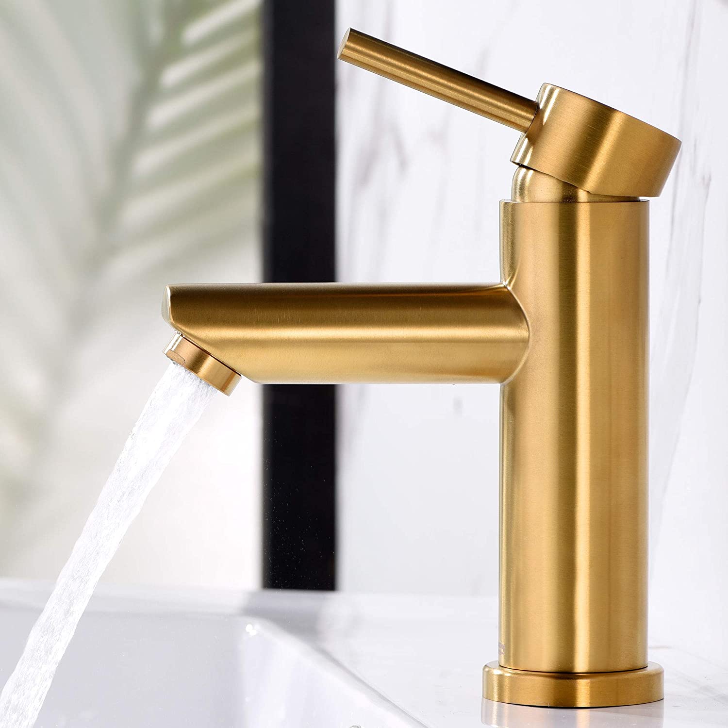 Einhand-Waschtischarmatur aus gebürstetem Gold aus Edelstahl 304 für Badezimmer