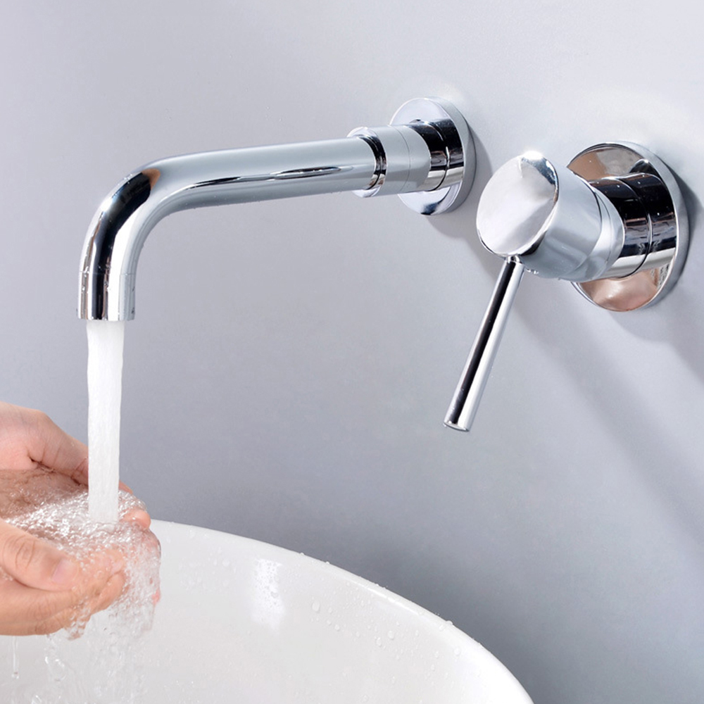 Aquacubic Chrom-Finish Messingkörper Toilette Badezimmer Waschbecken in Wand Waschbecken Wasserhahn