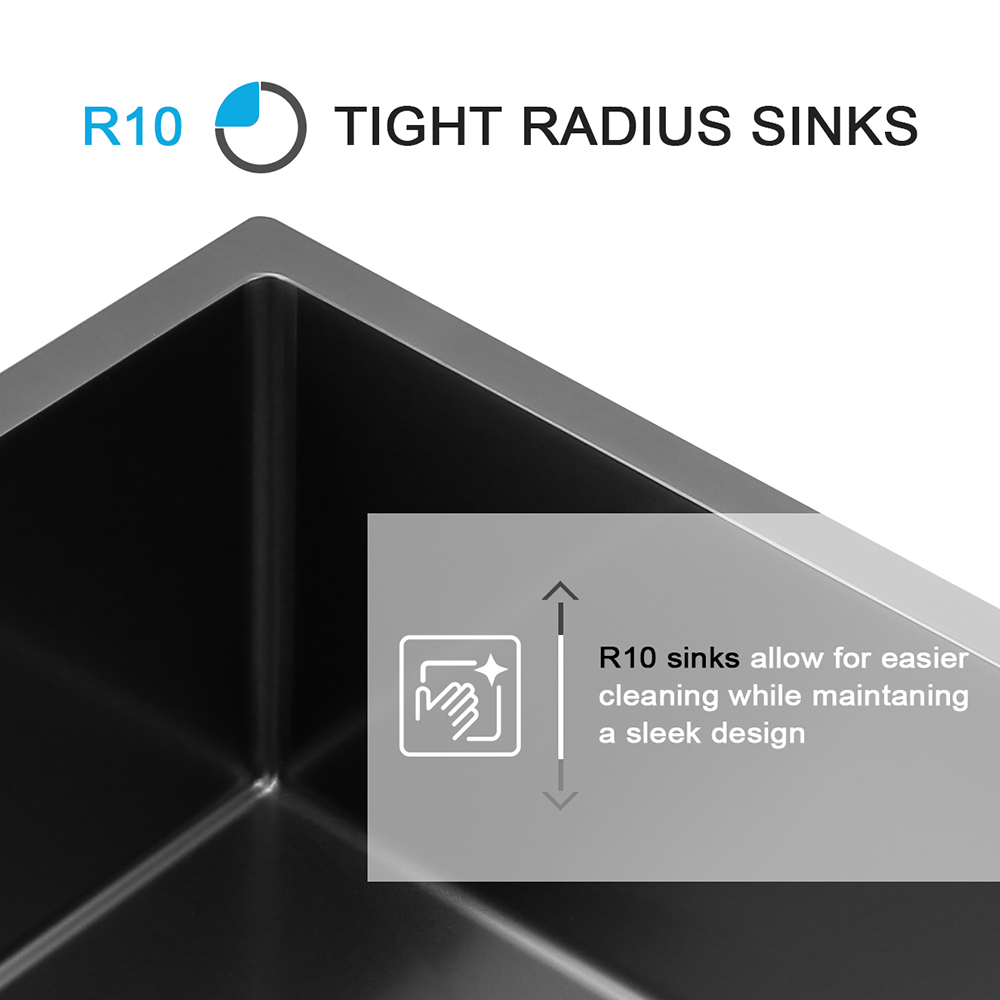 25-Zoll-Edelstahl-Nano-Schwarz-Topmount-Dual-Mount-handgefertigte Küchenspüle