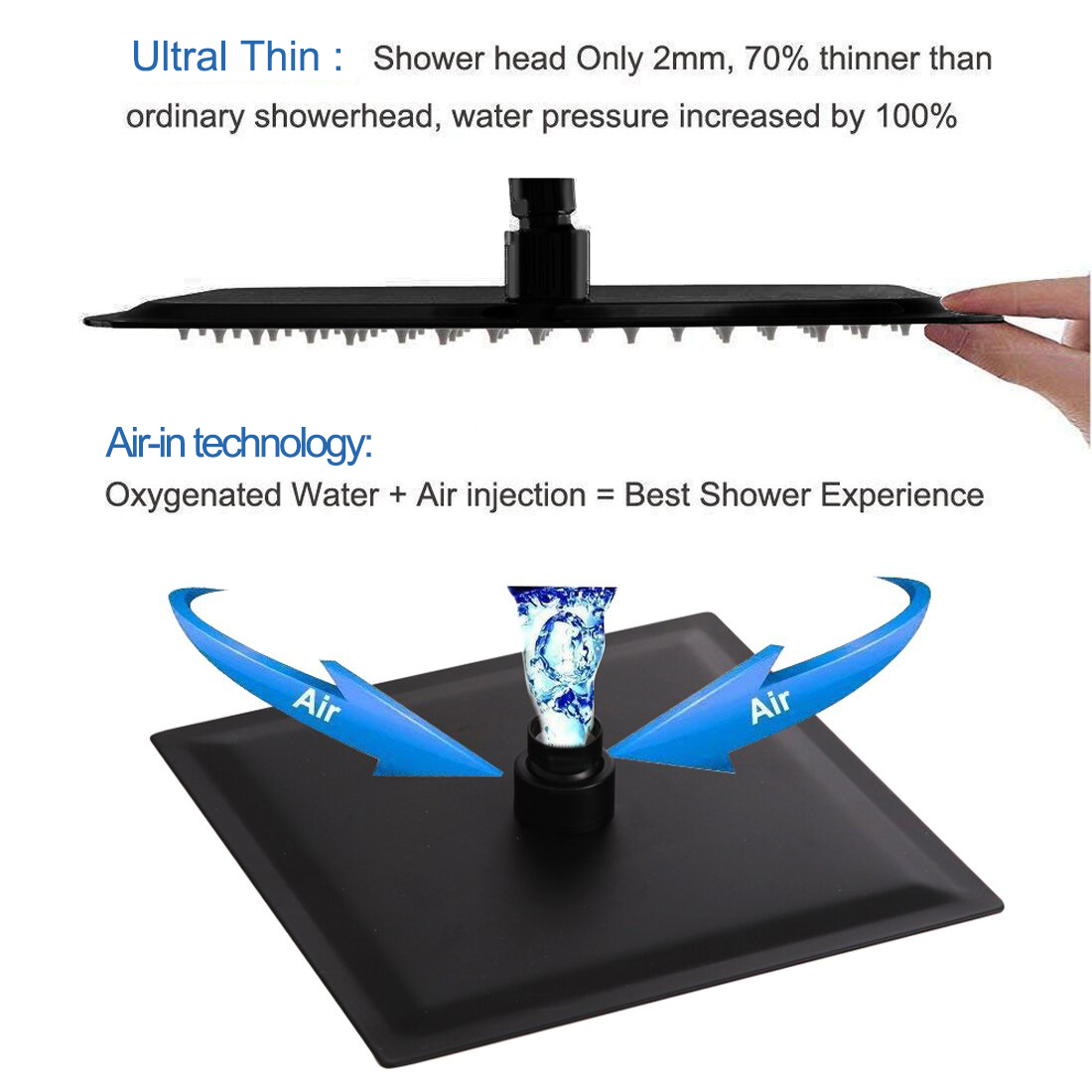 Hersteller von Aquacubic China-Duschsystemen, mattschwarzes Einhand-Duschset mit Wannenauslauf