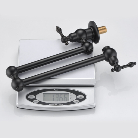 Aquacubic Black Pot Filler Wasserhahn Wandhalterung, Doppelschwenkgelenke und 24-Zoll-Verlängerung