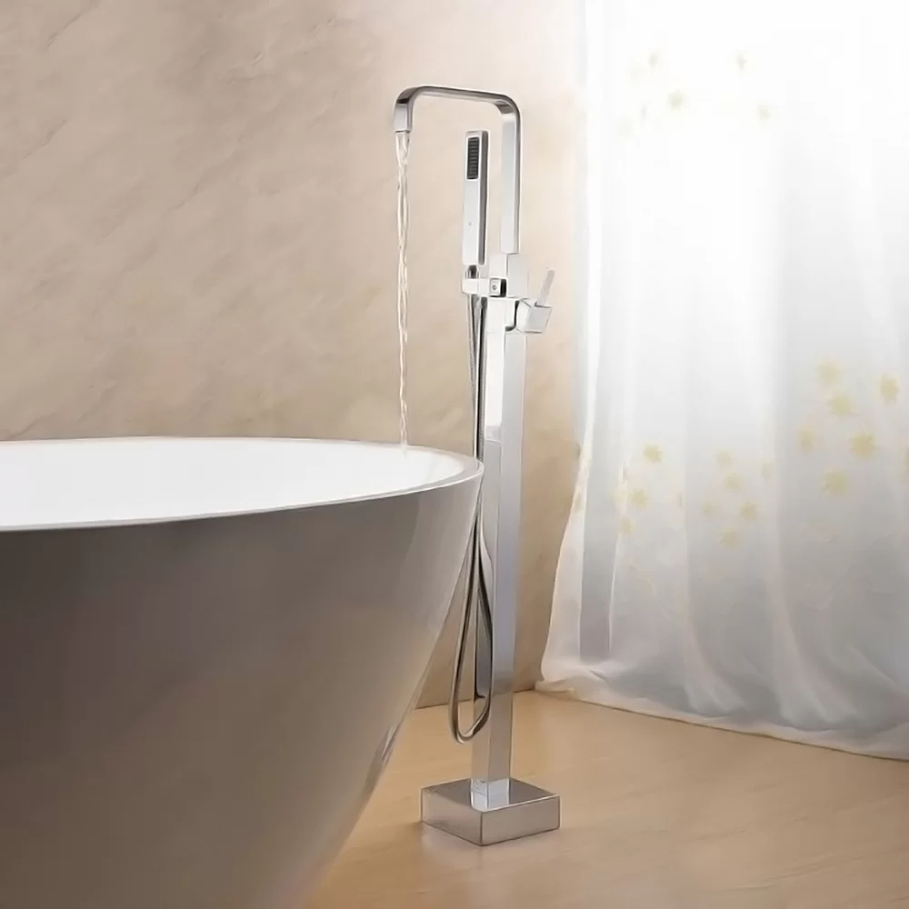 USA Bodenmontierter Badezimmer-Wannenfüller-Duschhahn, Einhand-Badewannenhahn aus Messing