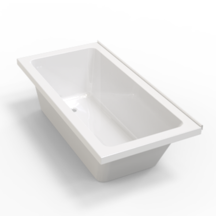Freistehende Badewanne aus glänzendem weißem Acryl in zeitgenössischem Design AB1677