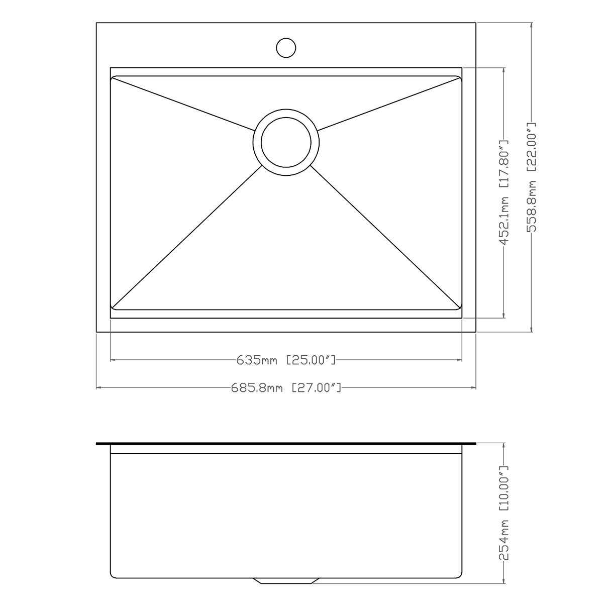 Handgefertigte Dual-Mount-Topmount-Drop-In-UPC-Küchenspüle aus Edelstahl in Gunmetal-Schwarz mit Leiste