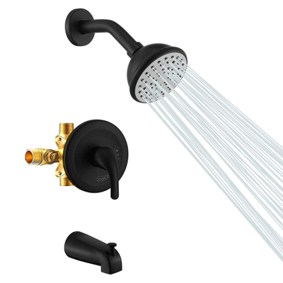 Mattes schwarzes Badewannen-Duscharmatur-Set Duschverkleidungs-Set mit Wanneneinlauf