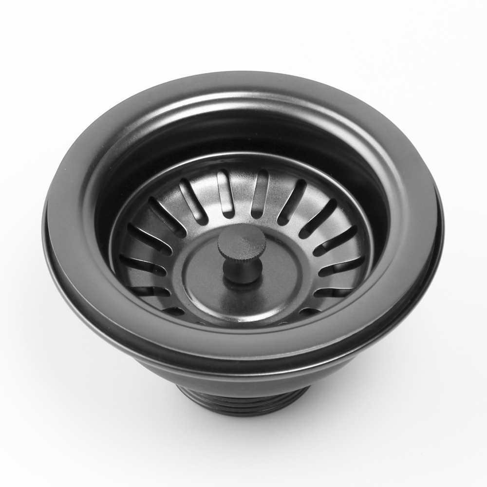Schwarzer Edelstahl-Küchenspülen-Korb-Abflusssieb mit Ablaufgarnitur