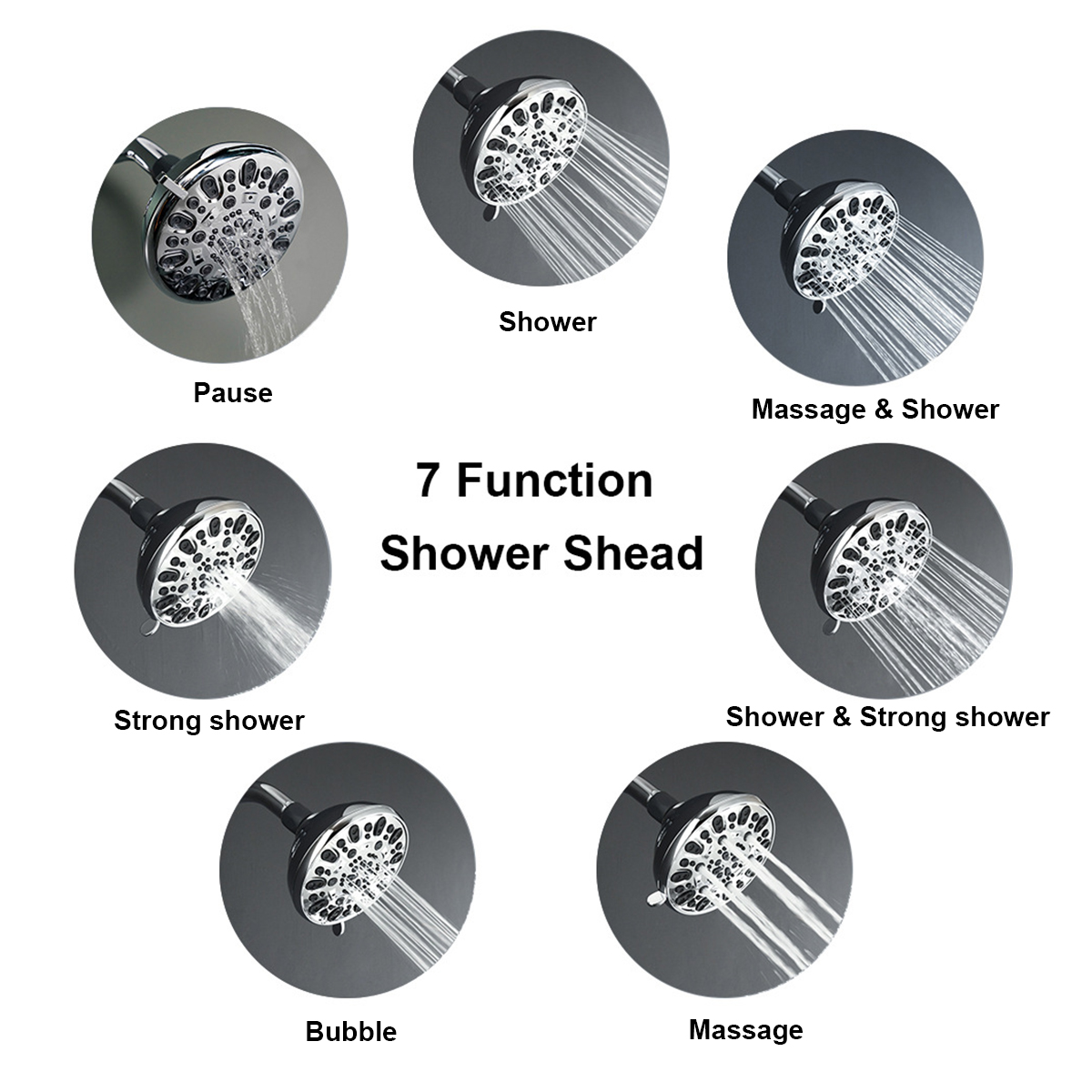 5-Zoll-Regendusche, hochwertige 7 Sprays, verstellbarer Badezimmer-Duschkopf, Wandhalterung, Regenduschkopf