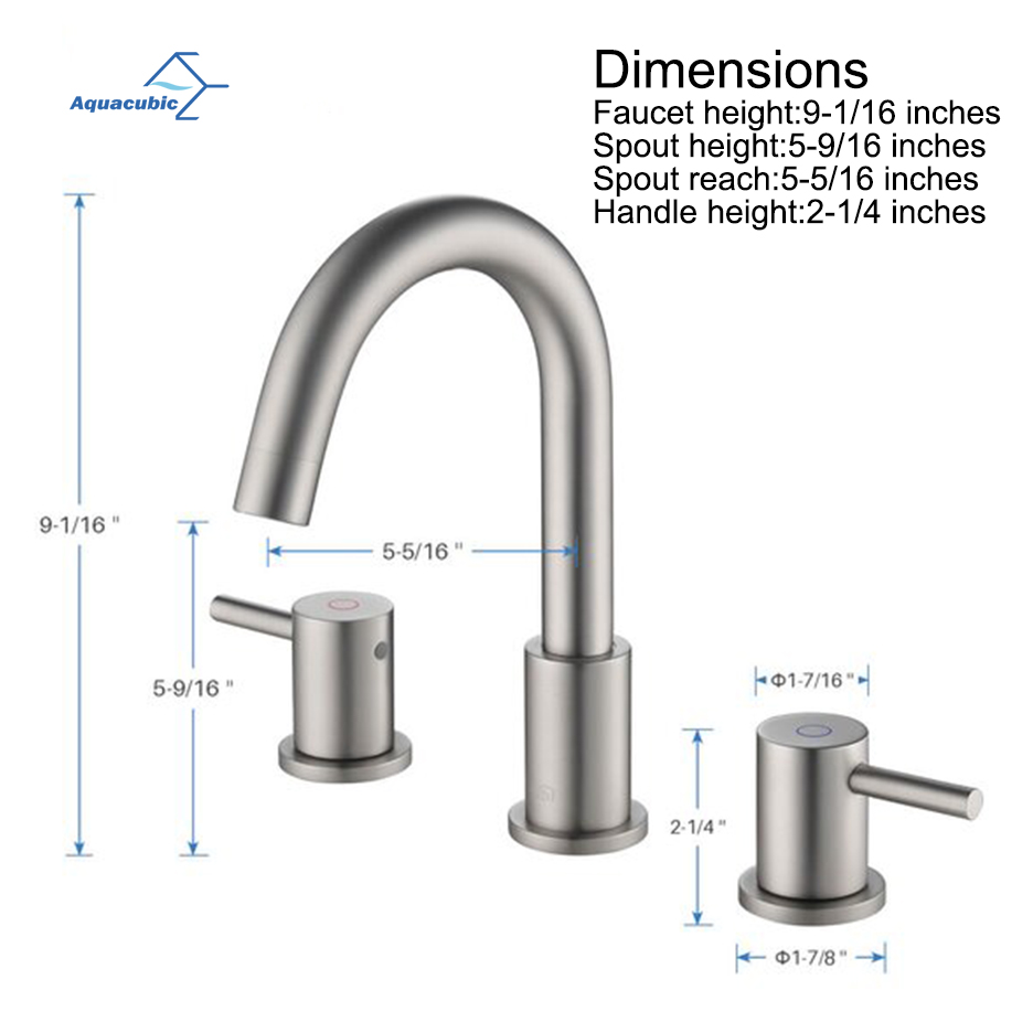 Aquacubic Zwei-Griff-Hochbogen-Badarmatur aus gebürstetem Nickel mit Pop-Up-Ablauf- und Versorgungsleitungen