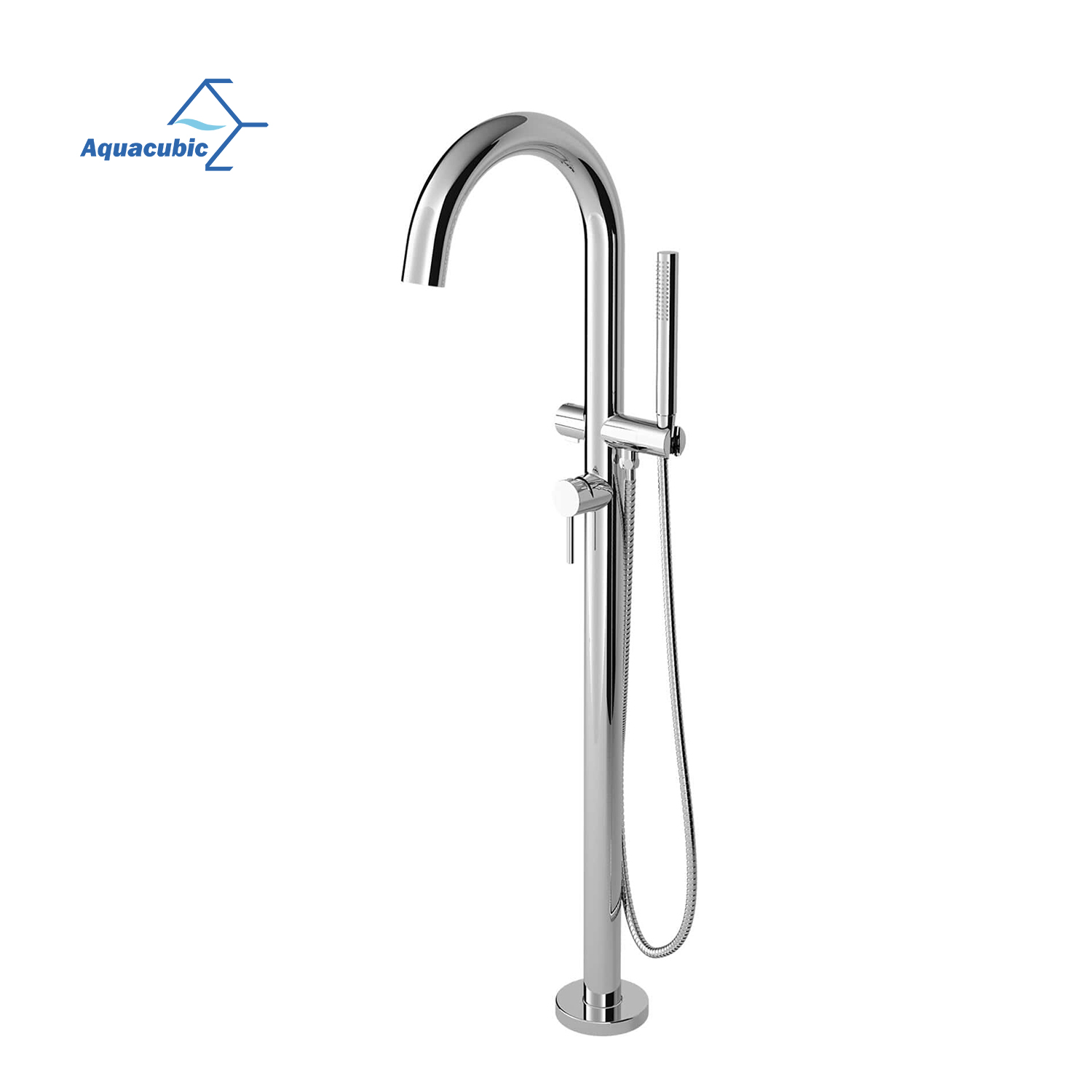 China Tub Filler Freistehende Badewannenarmatur Badezimmer-Wannenarmaturen aus gebürstetem, bodenmontiertem Messing mit Handbrause