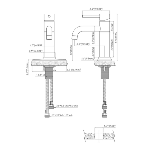Aquacubic OEM Factory Messing Waschraum WC Badezimmer Waschbecken mattschwarzer Wasserhahn