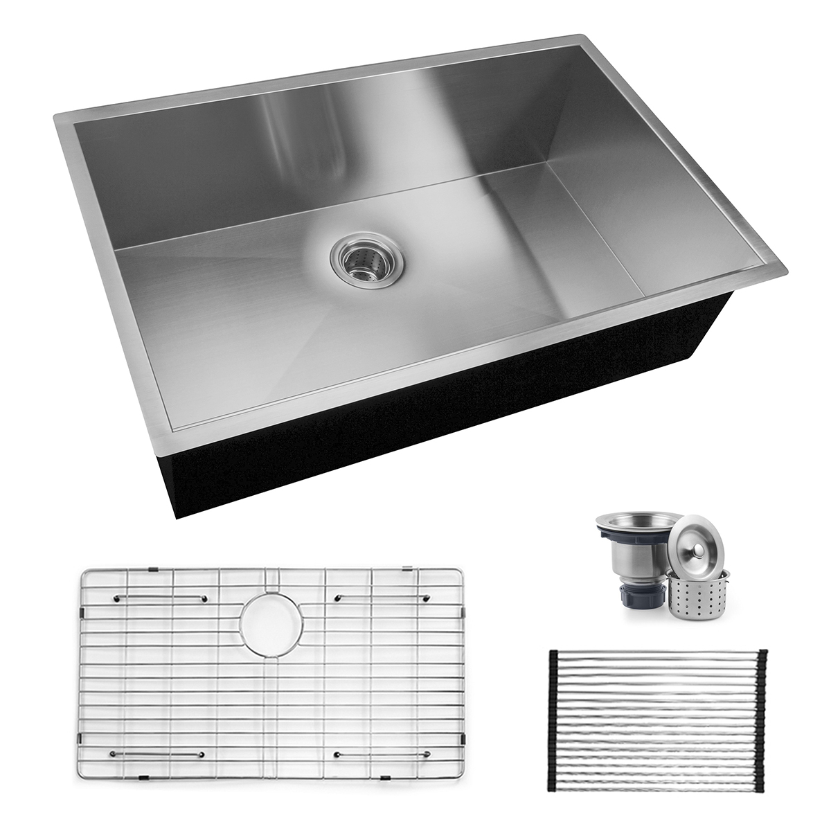 Edelstahl-PVD-NANO-Küchenspüle mit Abflussplatte, unterer Gitterablauf