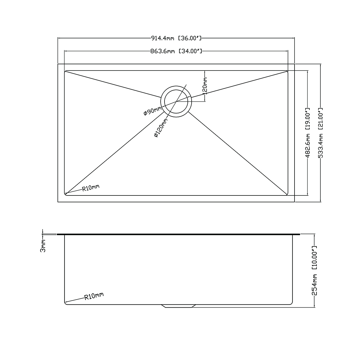 Edelstahl-PVD-NANO-Küchenspüle mit Abtropffläche und Bodengitter
