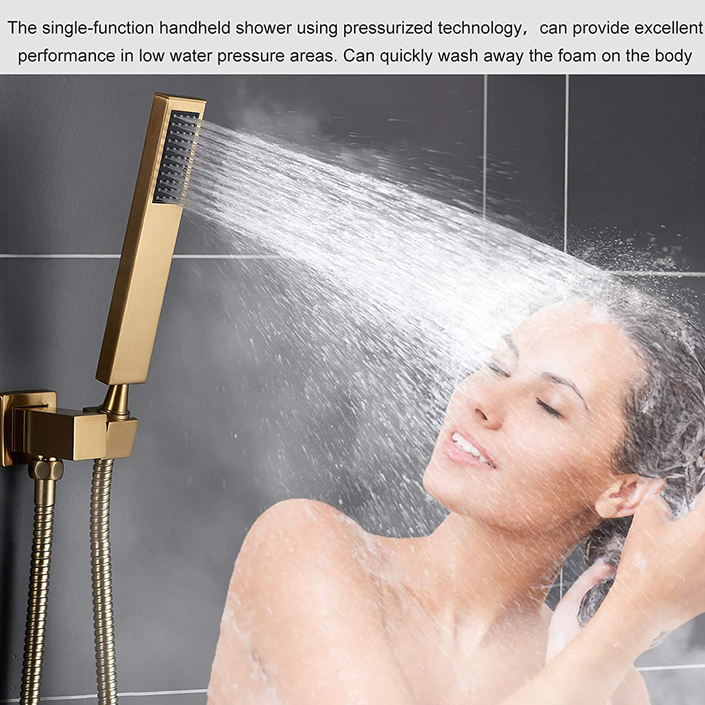 Gebürstetes Gold Badewanne Duscharmatur System Badezimmer Regenduschkopf Duschset mit Handkombi-Set Wanneneinlauf